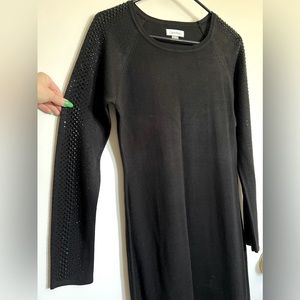 Calvin Klein black sequin long sleeve sweater dress. Simple evening dress